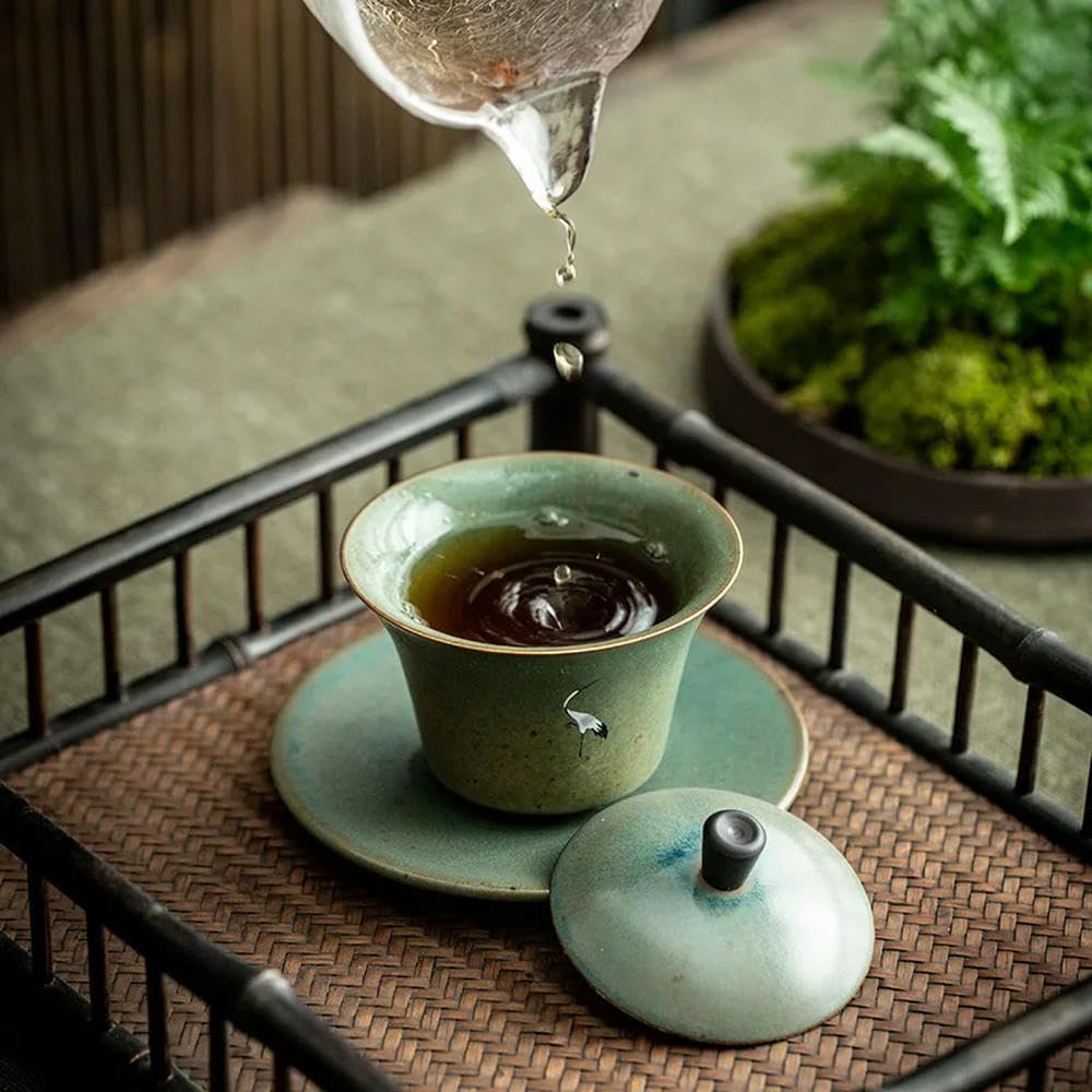 Porcelanowy zestaw do herbaty Gaiwan Kung Fu, Zestaw do herbaty chińskiej Gaiwan Pottery 130ml(Style C)