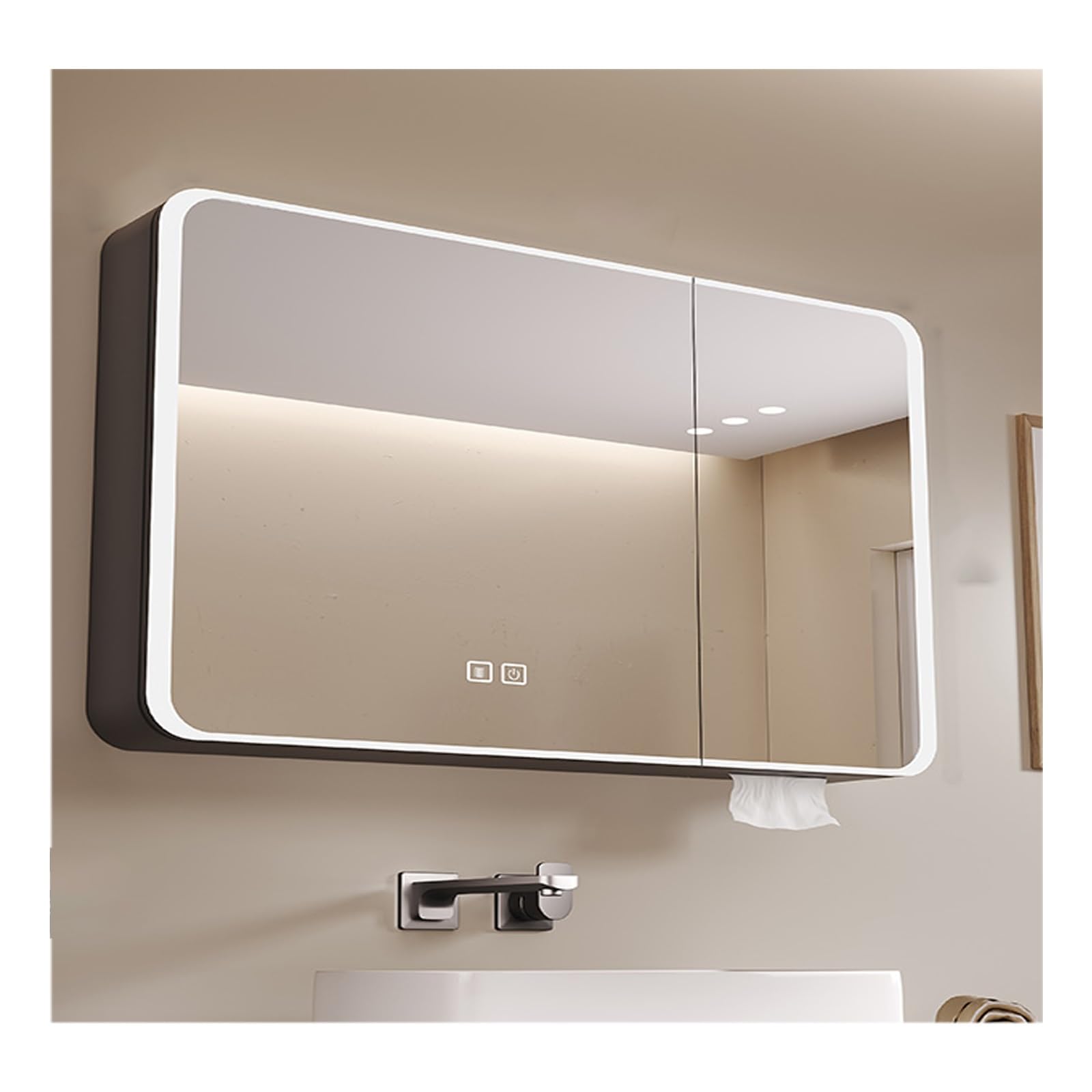 nviusdSJ Bathroom mirrors, With LED Lights，Suitable for Various Scenarios Such As Homes, Apartments, Hotels, Etc(Grey,70 * 70cm/27.5 * 27.5in)