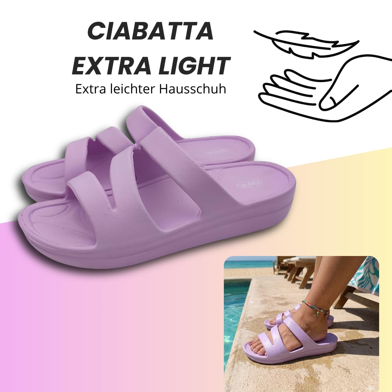Ritmo Ciabatte Donna Estive in Gomma EVA, Sandali Slide Platform con Sottopiede Massaggiante per Mare Piscina Casa Doccia - 4