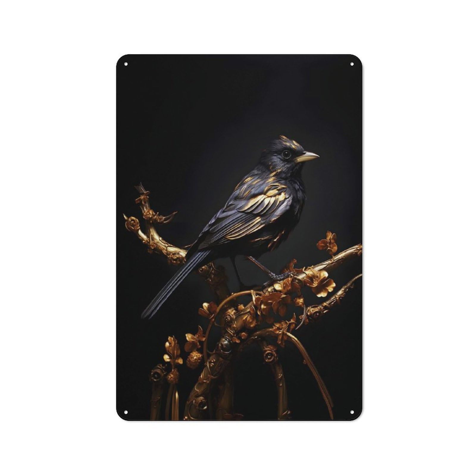 Junmoney Style-7 Black And Gold Sparrow 01 Retro Metal Wall Sign 30X20cm For Living Room Or Hallway, For Collectors Decorating Living Rooms And Hallways