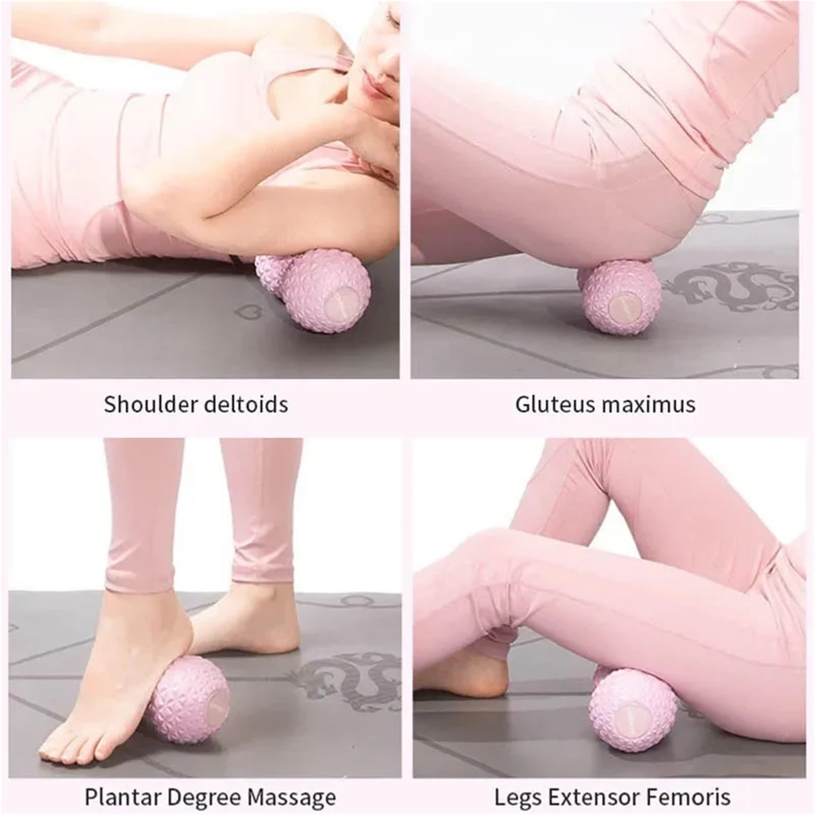 Bola de masaje de maní, masaje muscular de tejido profundo, herramienta de masaje de espalda y cuello, rodillo de pie, esfera fascial, negro, 2 unidades