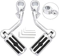 Vista 9 de Estriberas cortas en ángulo para autopista, reposapiés para Touring Street Glide Road Glide Road King Electra Glide con protector de motor de 1.25