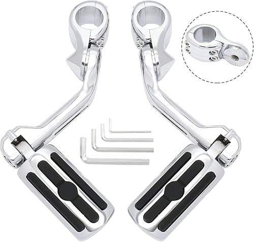 Juego de abrazaderas de montaje para reposapiés de motocicleta en ángulo largo, apto para modelos Harley con protector de motor de 1.25 pulgadas,
