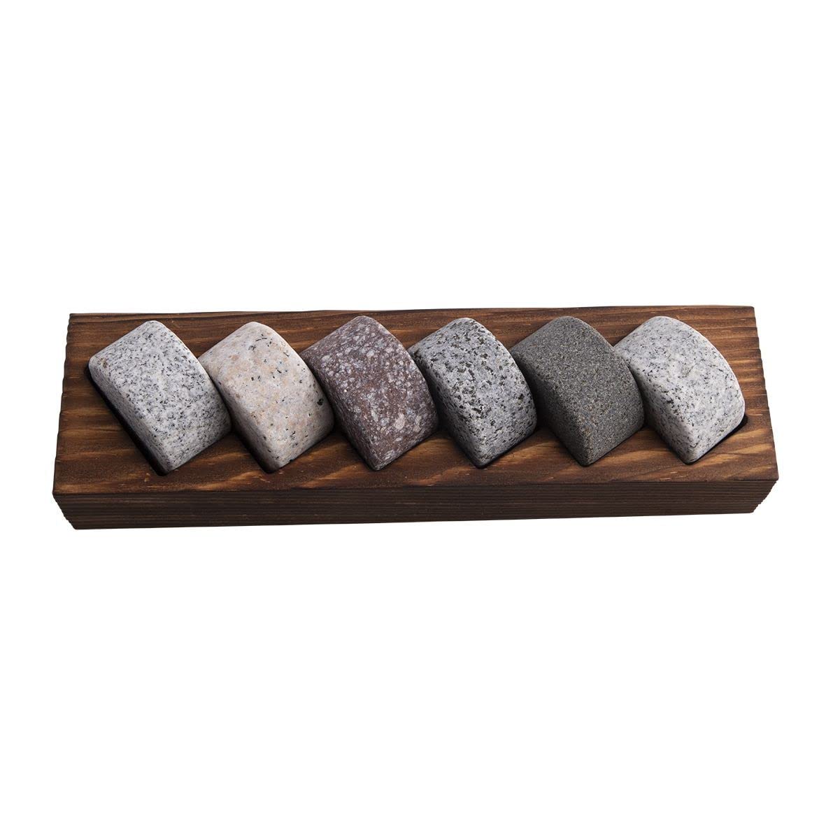 BARTENDER Set 6 dischi da whisky con base in legno