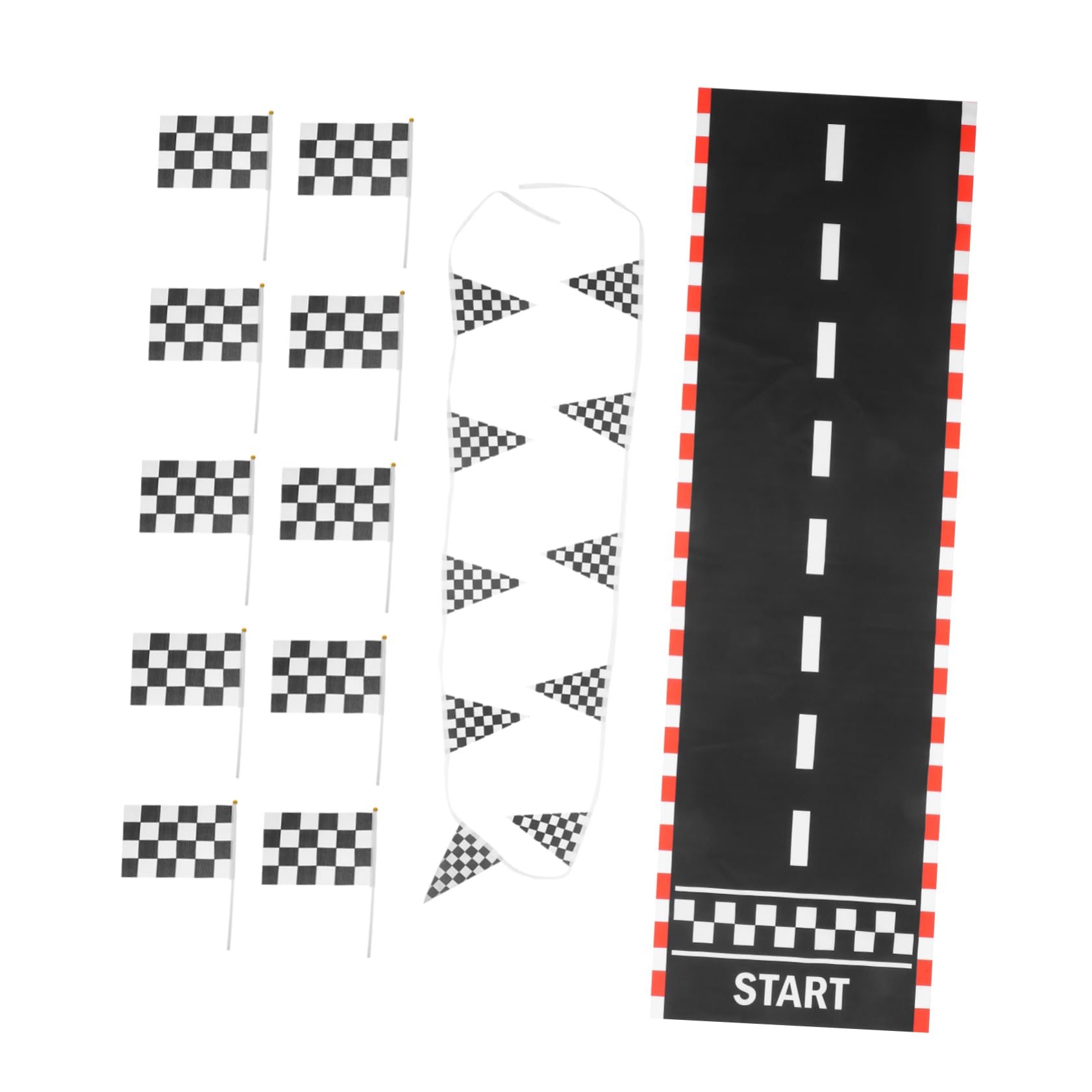 30 Bandierine A Scacchi Bianche E Nere Con Bastoncini In Plastica - 21x14 Cm, Asta 30 Cm - Perfette Per Auto Da Corsa, Feste A Tema, Eventi Sportivi, Decorazioni - 5