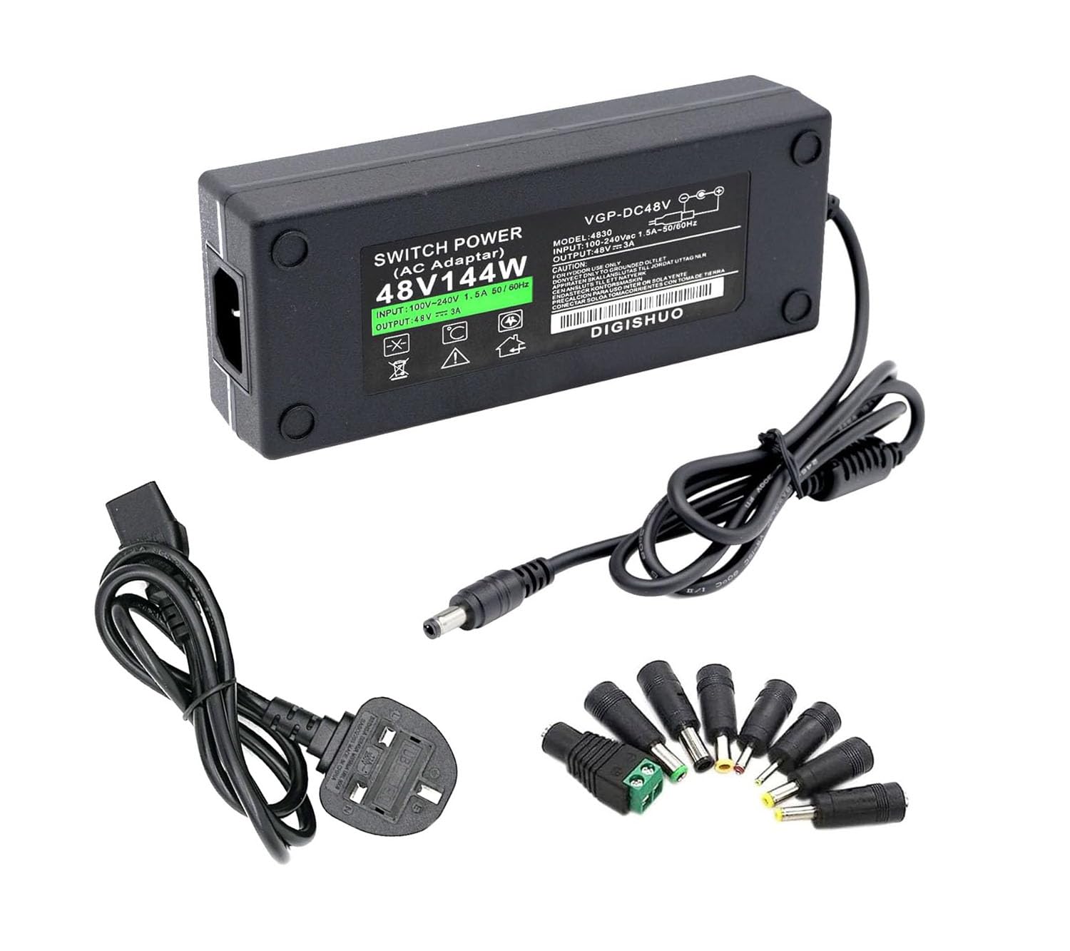 A-DIGISHUO 48V 3A 144W Power Supply Adapter, AC 110V/240V to DC 48V Switching Power Converter LED Driver for LED Strip CCTV Camera Security System