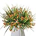 Produktbild MIHOUNION 4 Stück Künstliche Sträucher Kunststoff Kunstblumen Orange Gypsophila Künstlich Plastikblumen Kunstpflanzen Arrangement Home Garten Büro Veranda Deko