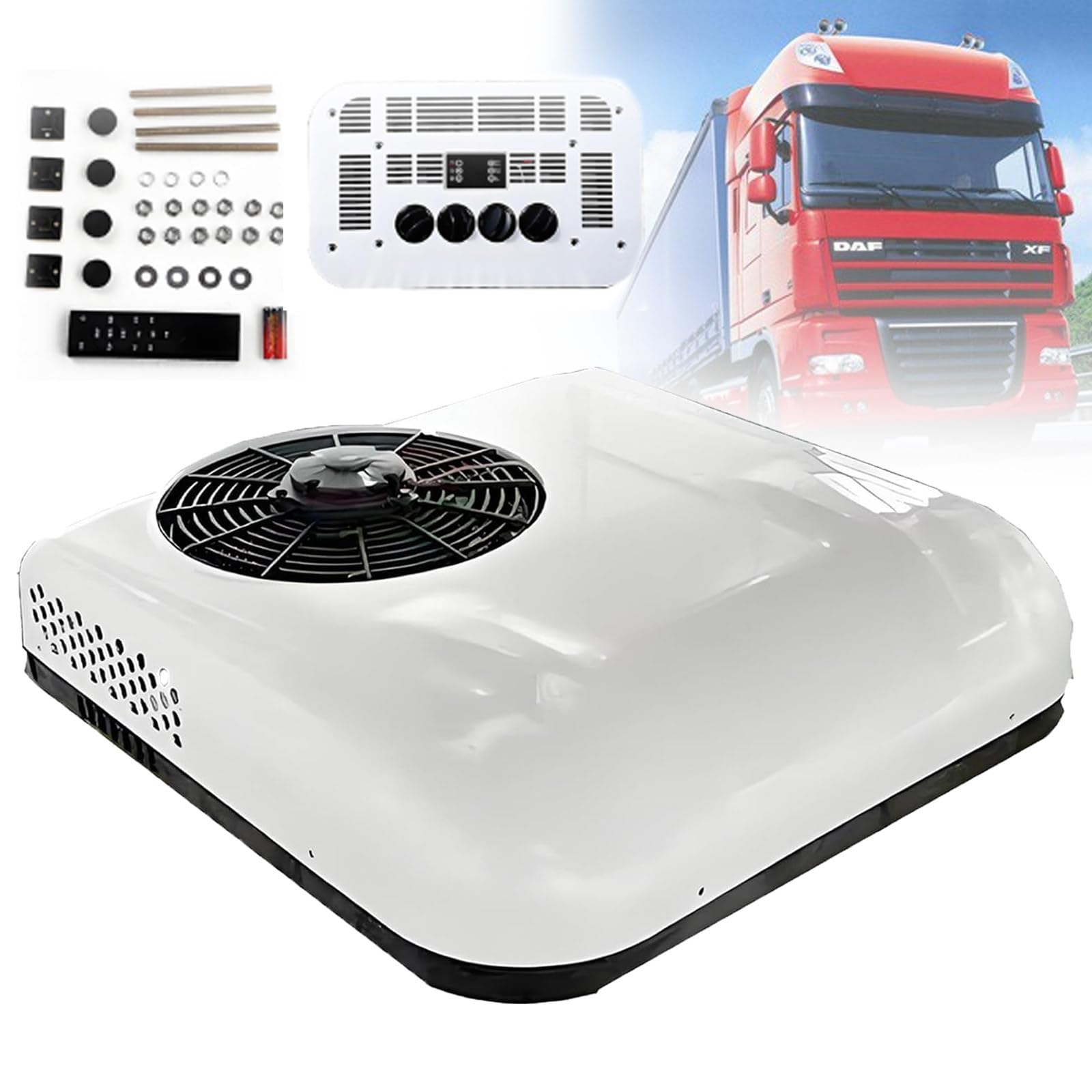 Atwynd 12V/24V RV Parking Air Conditioner, Universal for Rv Rooftop AC Camper Unit with Inverter Technology, Quiet A/C Unit Fast Cooling for Truck, Trailer, Boat, Motorhome, Tractor, Caravan 12V