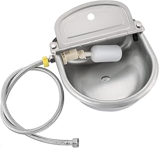 Automatic Animal Drinking Water Bowl with Float Valve | Stainless Steel Livestock Waterer with 39 inch Water Hose for Cattle Horse Goat Sheep Pet Dog Waterer Dispenser (Without Drain Hole)