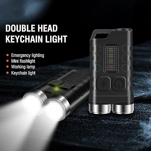 Miniatura 7 de V3 Mini linterna de bolsillo EDC recargable brillante 900LM LED llavero linterna con imán y luz azul UV roja, IP65 impermeable y 12 modos de luz