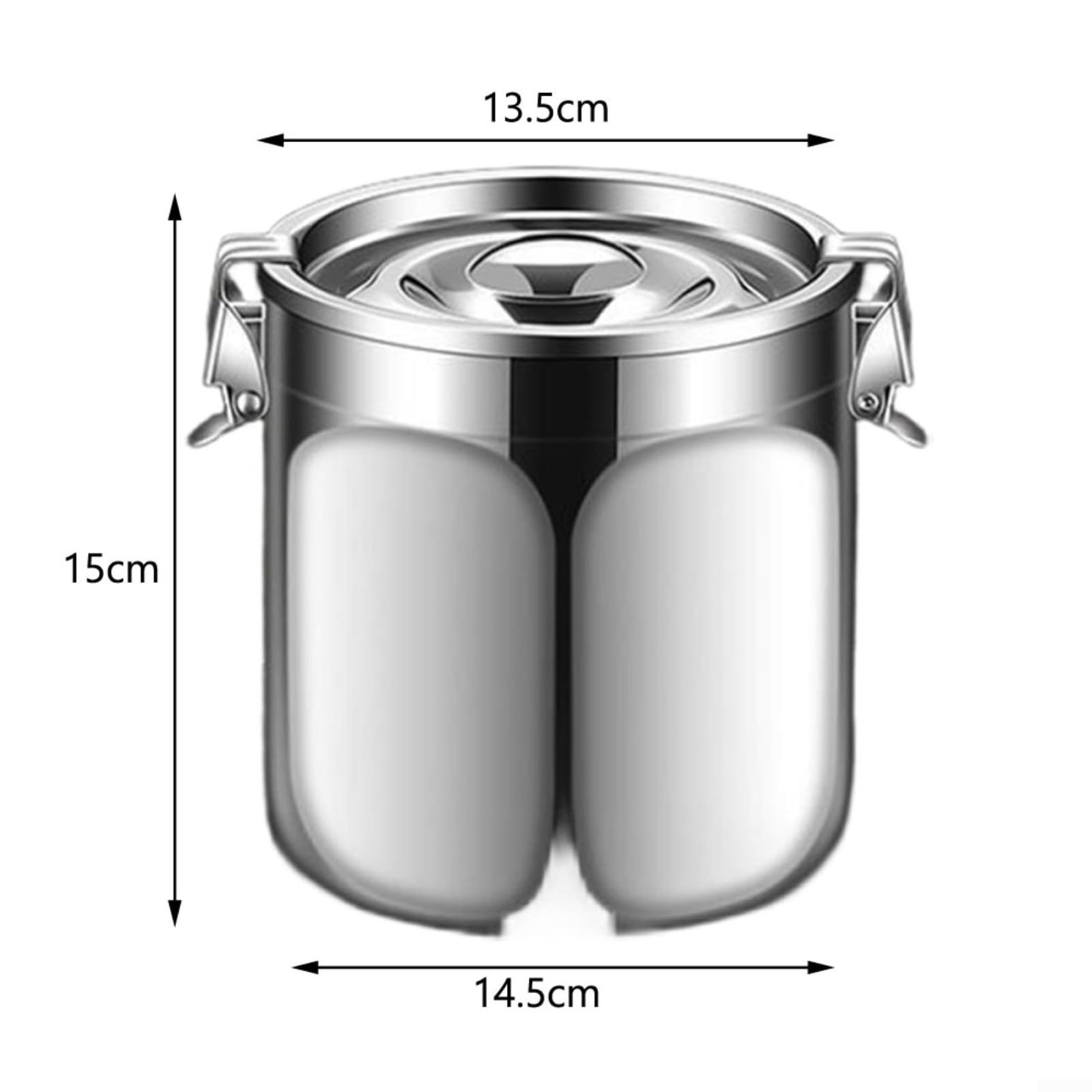 Récipient hermétique en acier inoxydable 304 pour café, thé, aliments secs avec large ouverture et joint en silicone, pot de rangement de cuisine argenté, 13,5 cm (B)