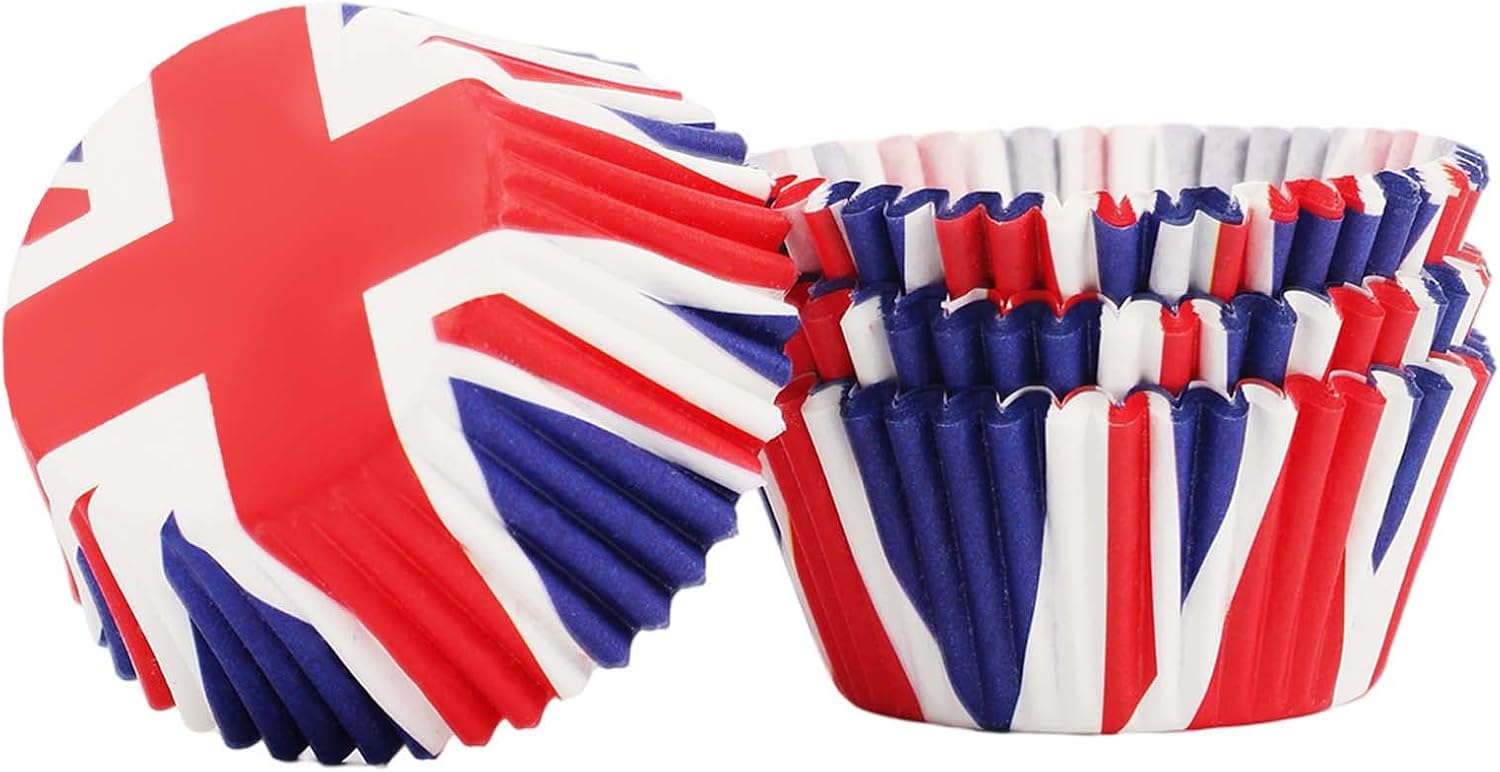 100P Union Jack Cupcake Cases Muffin Cases,King Charles III Coronation Cupcake Cases Decoration