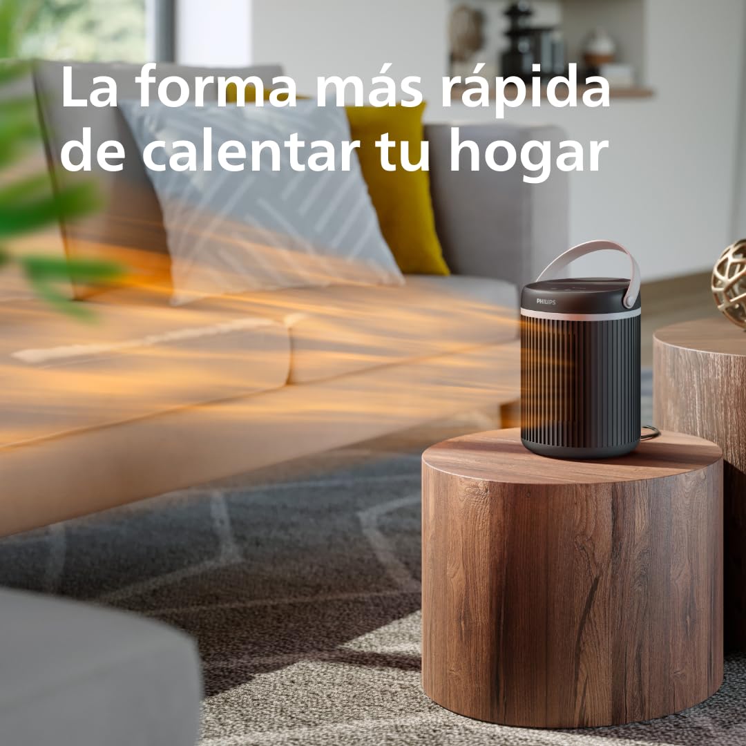 Calefactor conectado Philips Serie 3000 de 2000 W, hasta un 50% de ahorro de energía con Eco AI, silencioso 24 db(A), 5 funciones de seguridad, oscilación de 45°, gris oscuro (CX3120/01)
