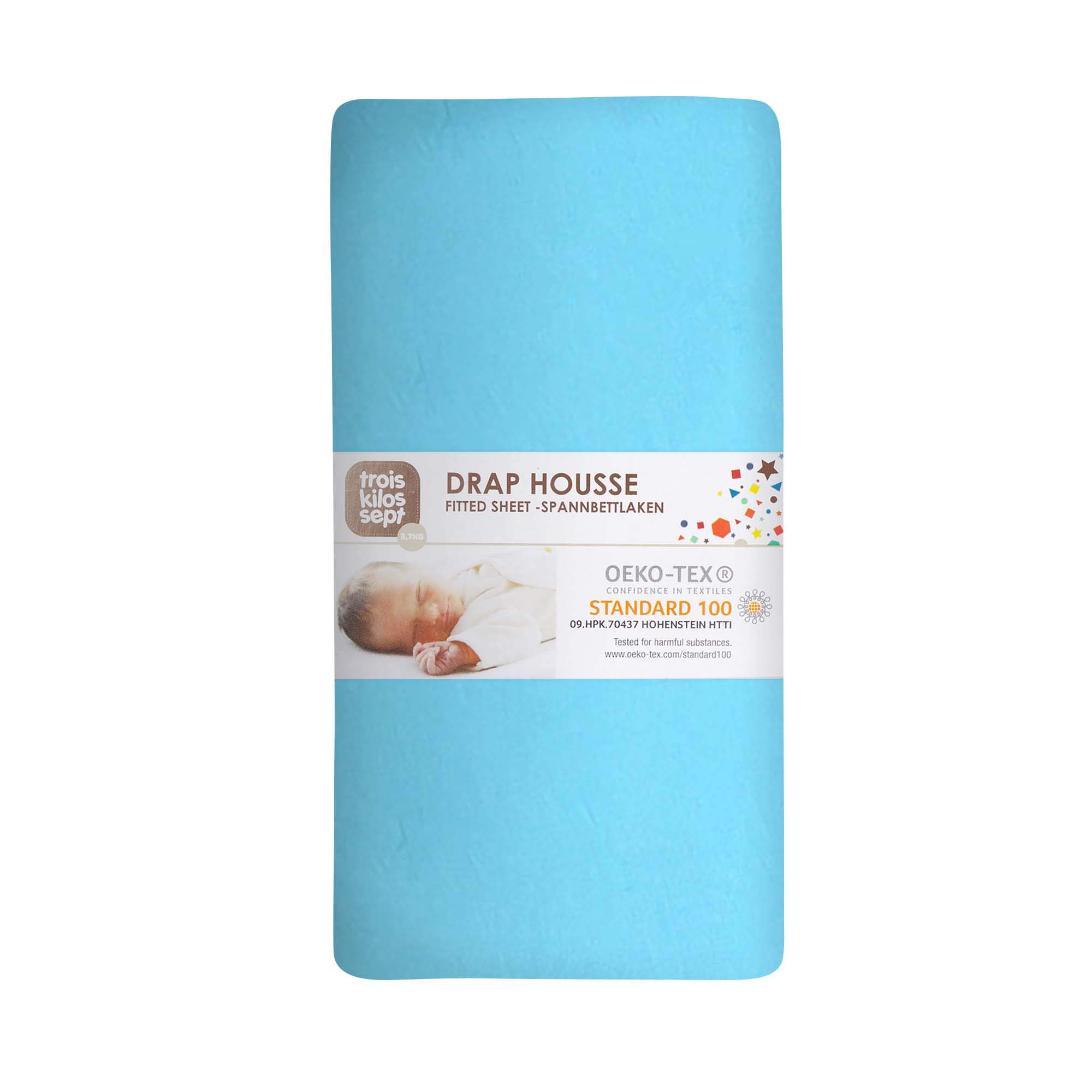 Trois Kilos Sept Drap Housse, Turquoise, 70 x 140 cm