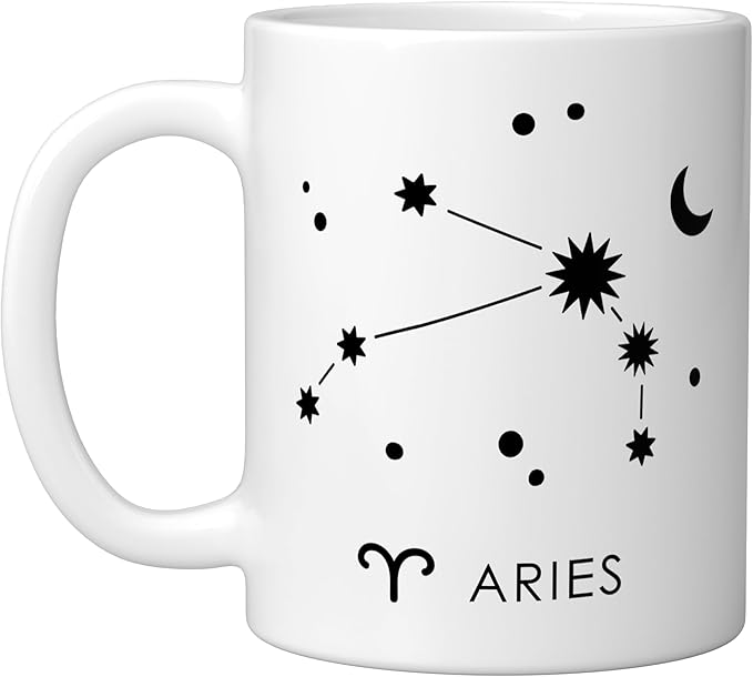 Aries Constellation Horoscope Astrology Zodiac Sign Ceramic Mug, White