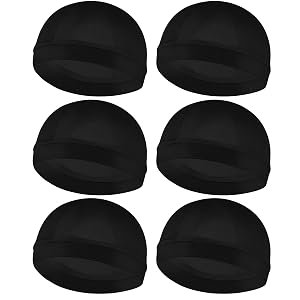 6Pcs Wave Cap for Men Silky Durags Elastic Band Wave Caps for 360 540 720 Waves Soft Breathable