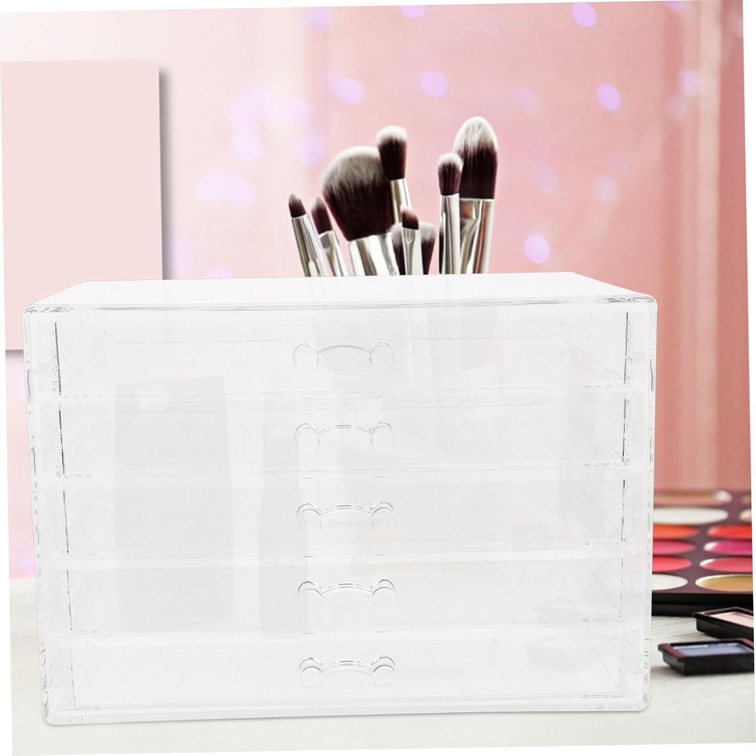 PRETYZOOM Acrylic Jewelry Organizer with Desktop Storage for Makeup Lipsticks and Accessories Stylish and for Home Vanity Use