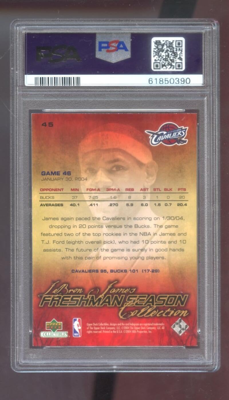 2003-04 UD Upper Deck #45 Lebron James Freshman Season ROOKIE PSA 8 Graded Card - Basketball Slabbed Rookie Cards