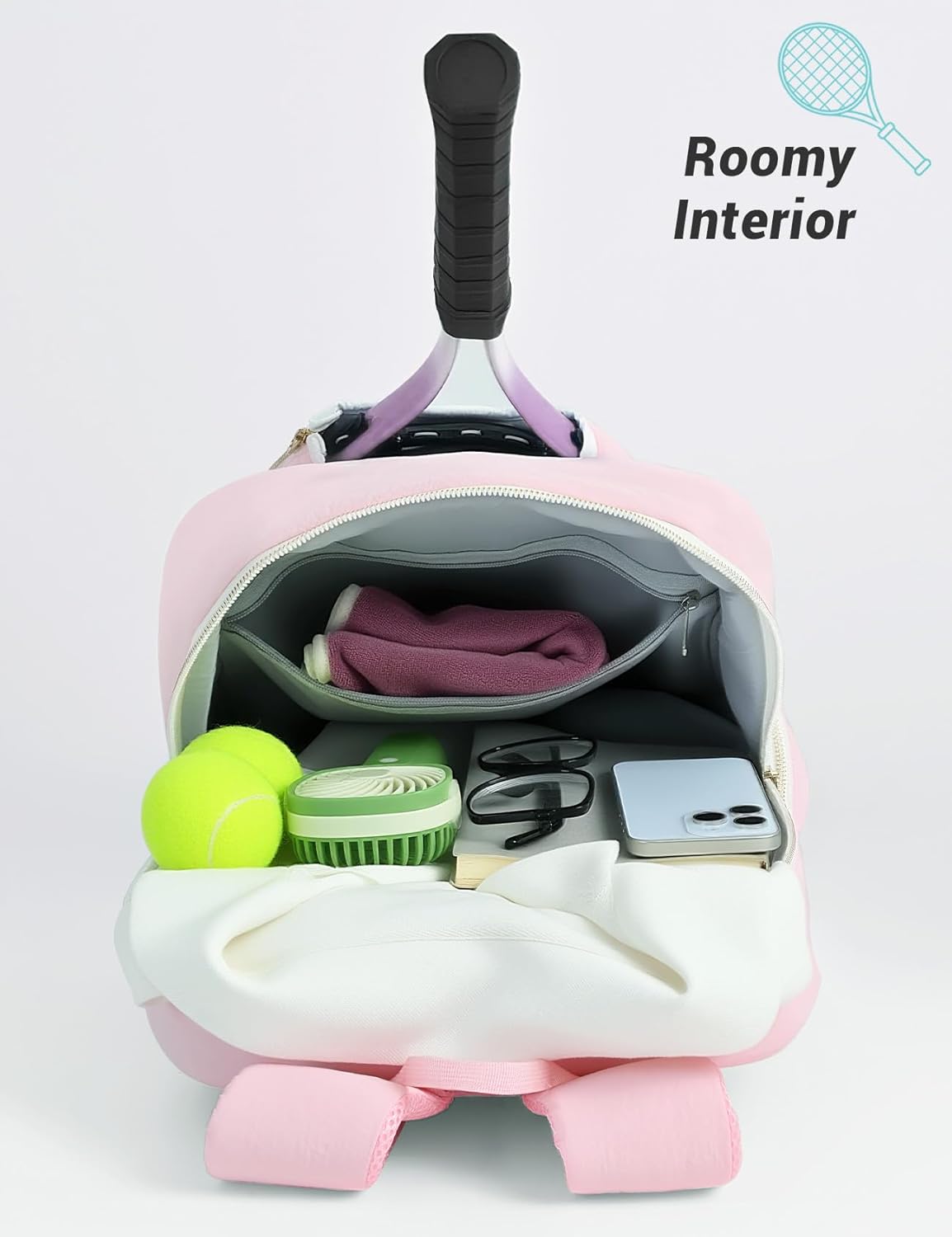 Quilted Tennis Bag for Women Men- Large Tennis Backpack Holds 2 Rackets with Ventilated Shoe Compartment & Wet Pocket