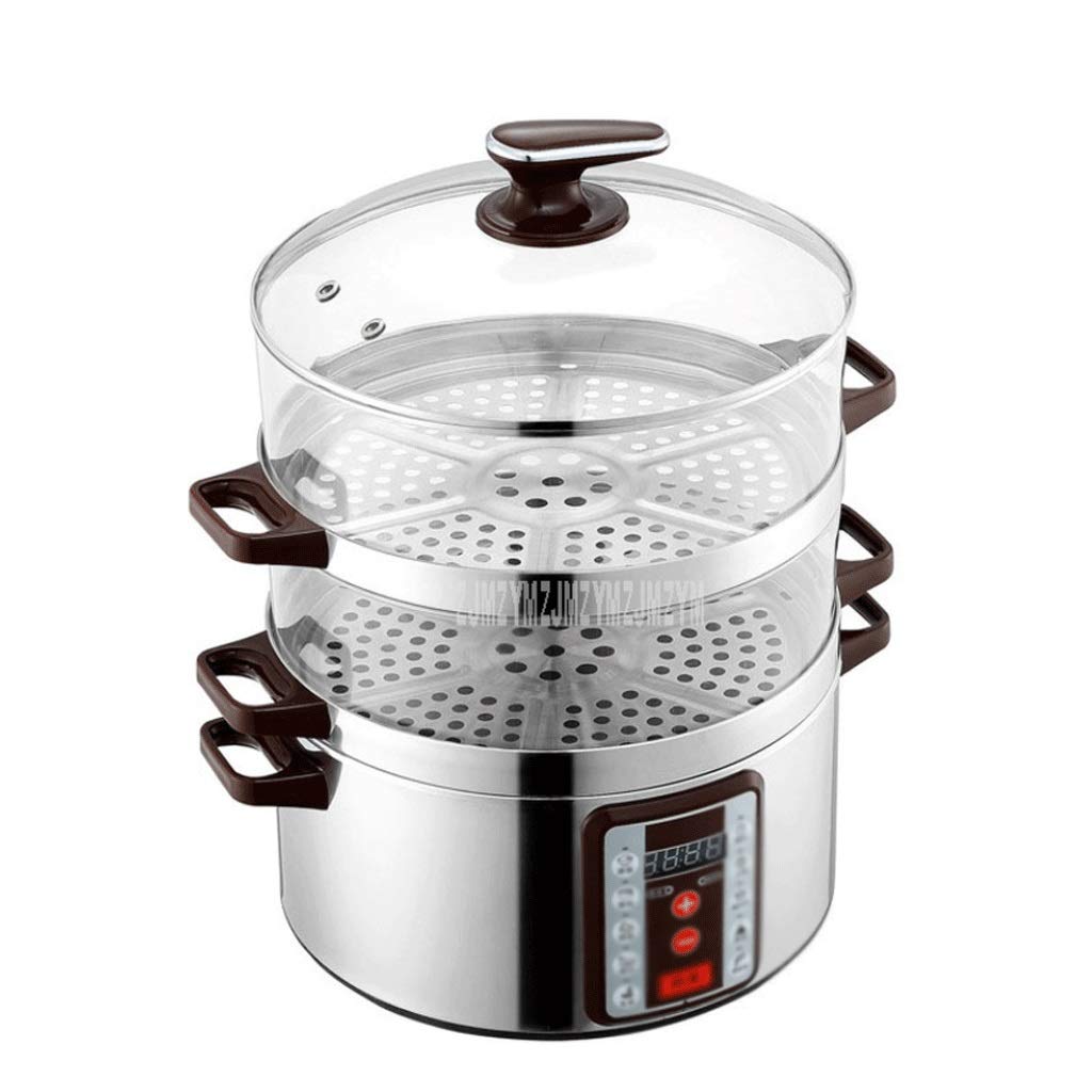 GTHTUHFD 32Cm Diameter Smart Electric Steamer 6 Gear Adjustable 3 Layer Multi Cooker Transparent Type Household Steaming Pot