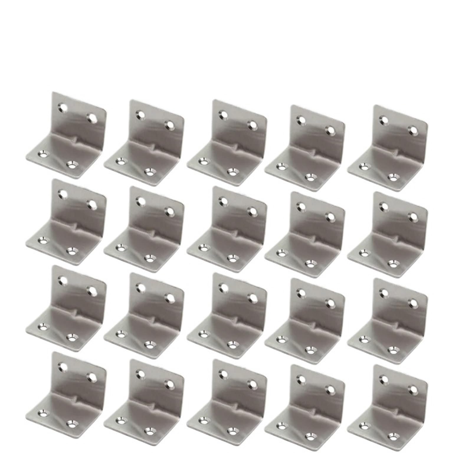 Escuadra de acero inoxidable， Soporte en L Herrajes for el hogar Herrajes fijos for muebles Herrajes Soportes de metal Protectores de esquinas en ángulo Fijaciones Soporte de esquina(Chrome20pcs)