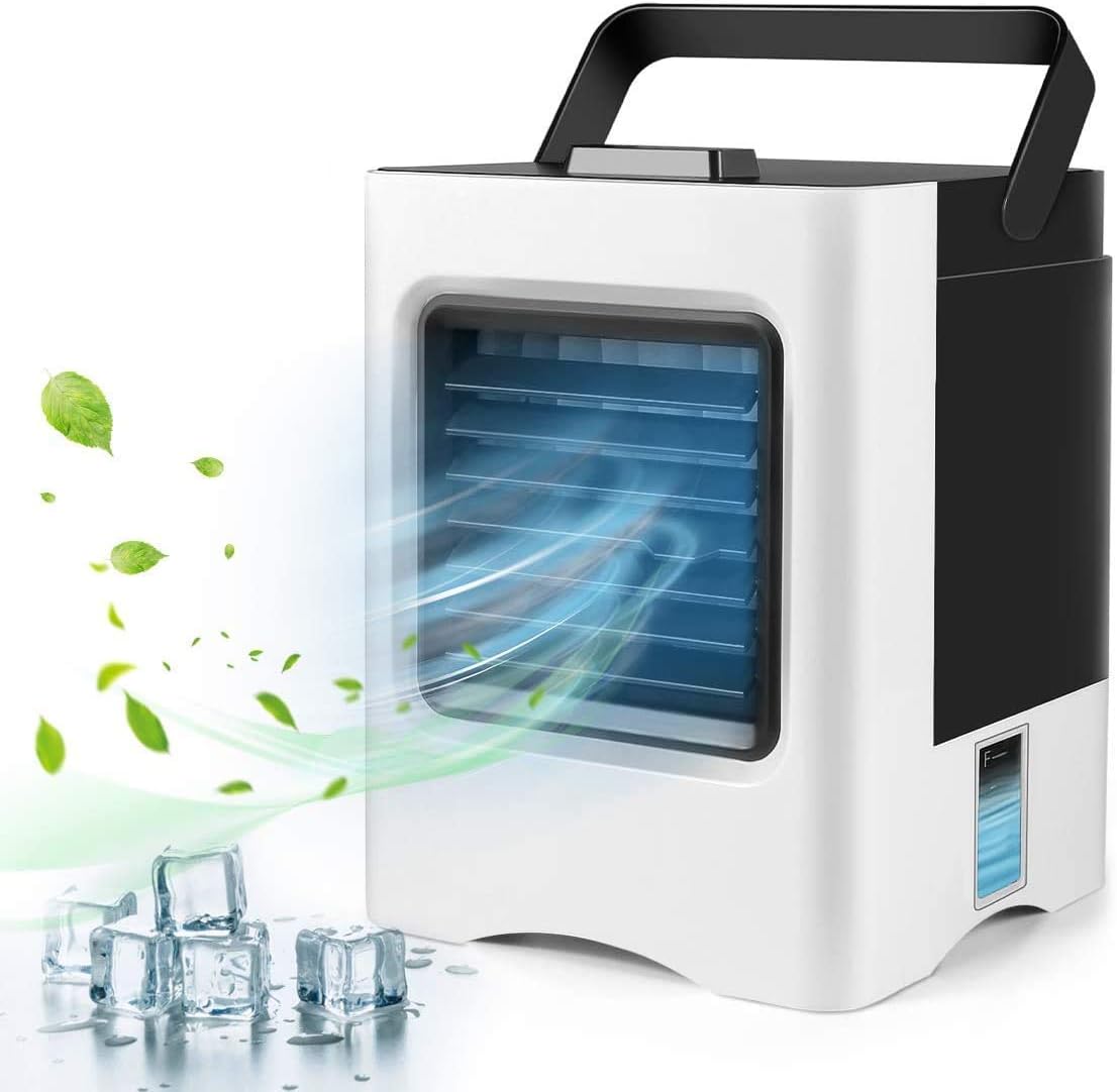2020 Upgraded Air Conditioner Fan, HALOFUN 3 in 1 Small Personal USB Air Cooler Desk Fan Mini Air Purifier Humidifier Cooling with Portable Handle for Home Room Office