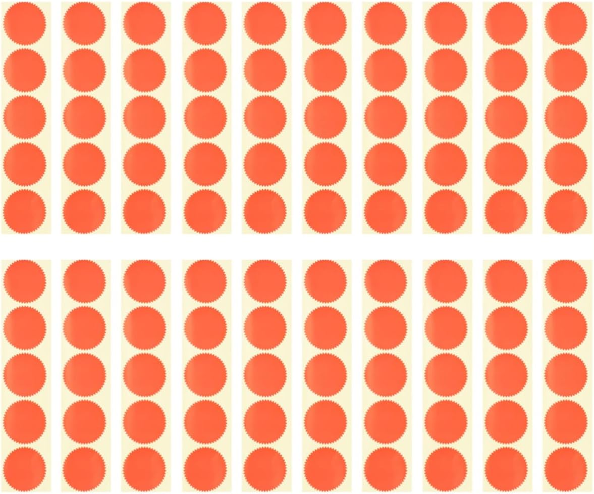 200pcs Red Self-Adhesive Tamper-evident Stickers with Scallop and Serrated Edges, 5cm Diameter, Great for Embossing, Glass and Plastic, for Notary Seals and Book Embossing