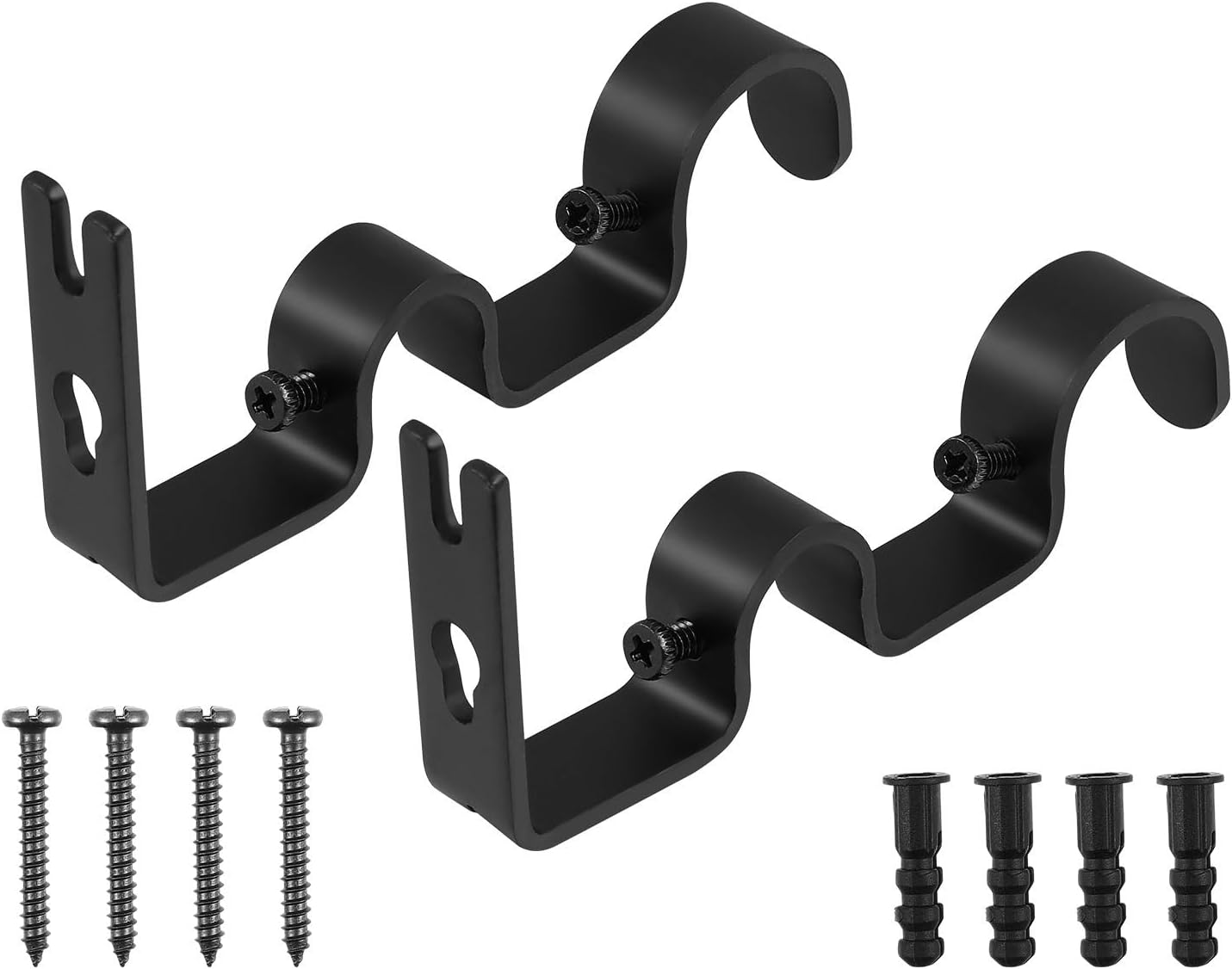 Curtain Rod Bracket 2pcs Curtain Pole Bracket Holder Double Rod for Wall