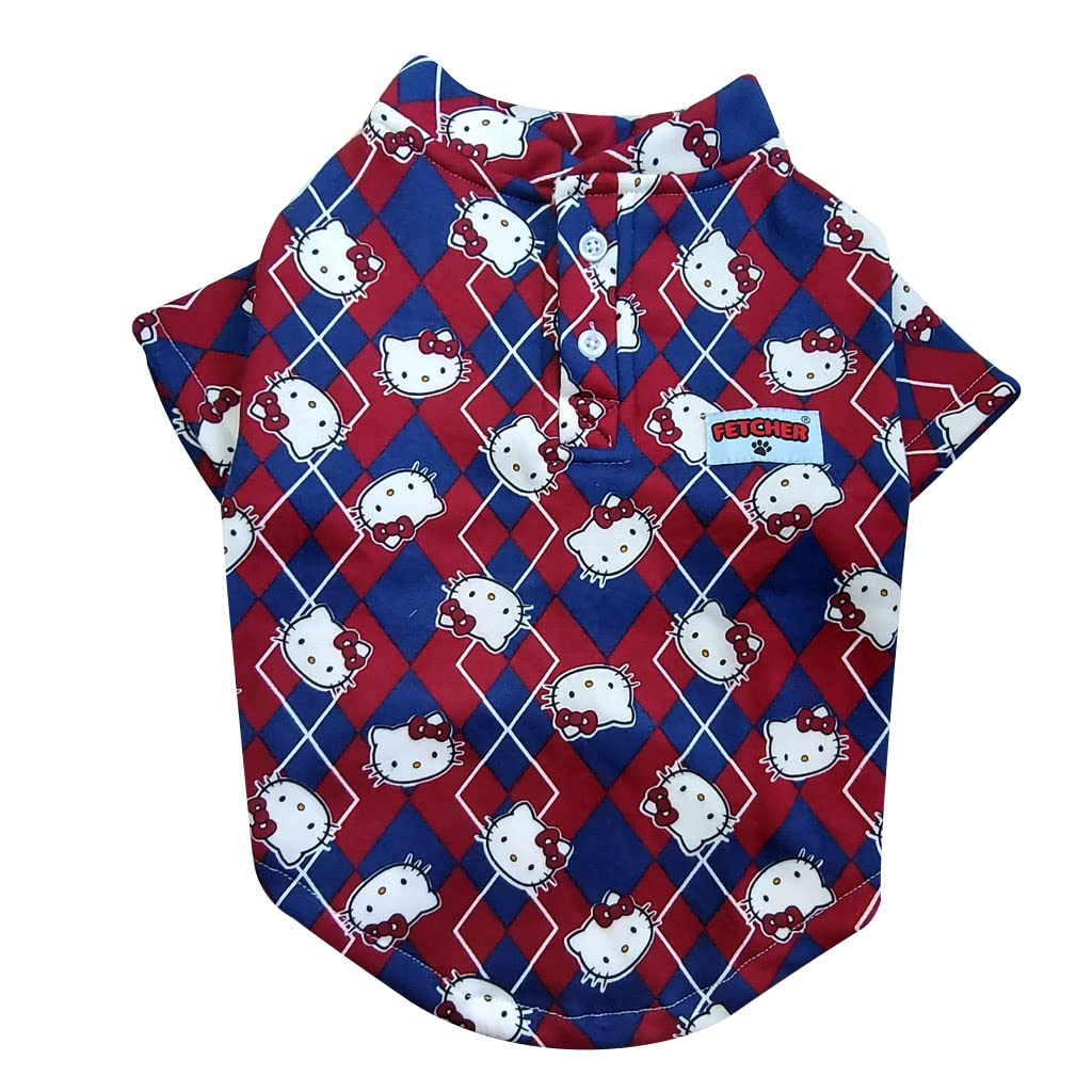 FETCHER Maroon and Blue Cute Kitty Printed Warm Winter Sweatshirt Sweater Jacket Coat for Dogs and Cats | Winter wear (16" Medium) (B09P8LH9PM) Amazon Price History, Amazon Price Tracker
