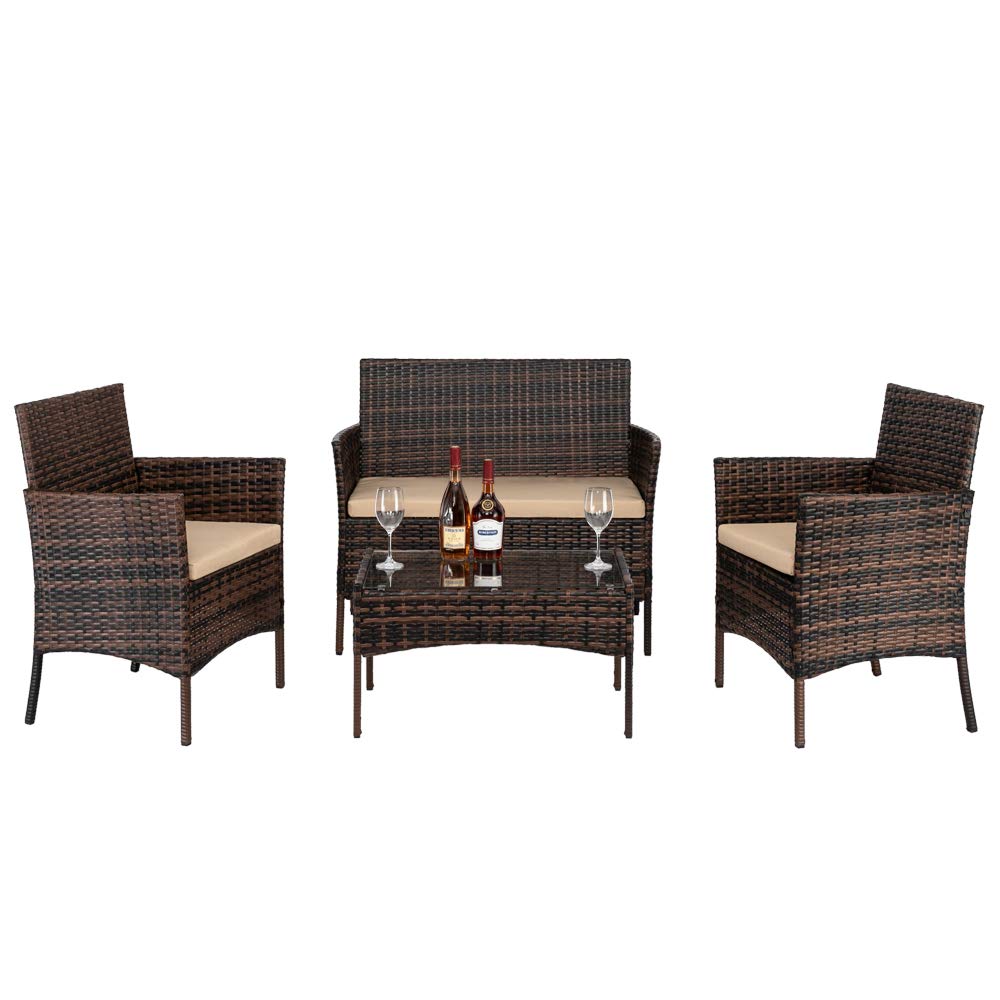 Buy Bonnlo 4 Pieces Rattan Outdoor Garden Furniture Set Patio
