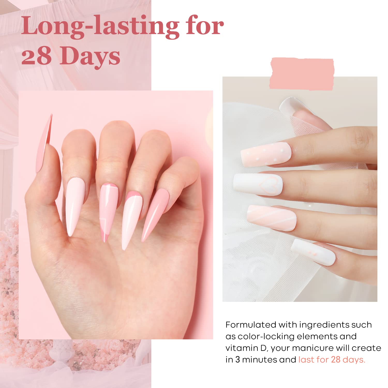 Modelones Dip Powder Nail Kit Starter, 4 Colors Clear White Nude Pink Nail Dip Powder Kit with Dip Powder Liquid Set Base Top Activator DIY Kit