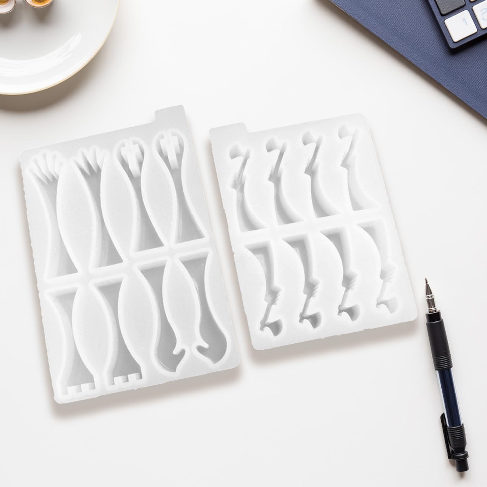 Hemobllo 2 Pezzi Stampo per Pezzi Scacchi in Silicone, Stampo Silicone per Resina, Bianco, Riutilizzabile, Superficie Liscia, Flessibile, per Colata Epossidica e Fai