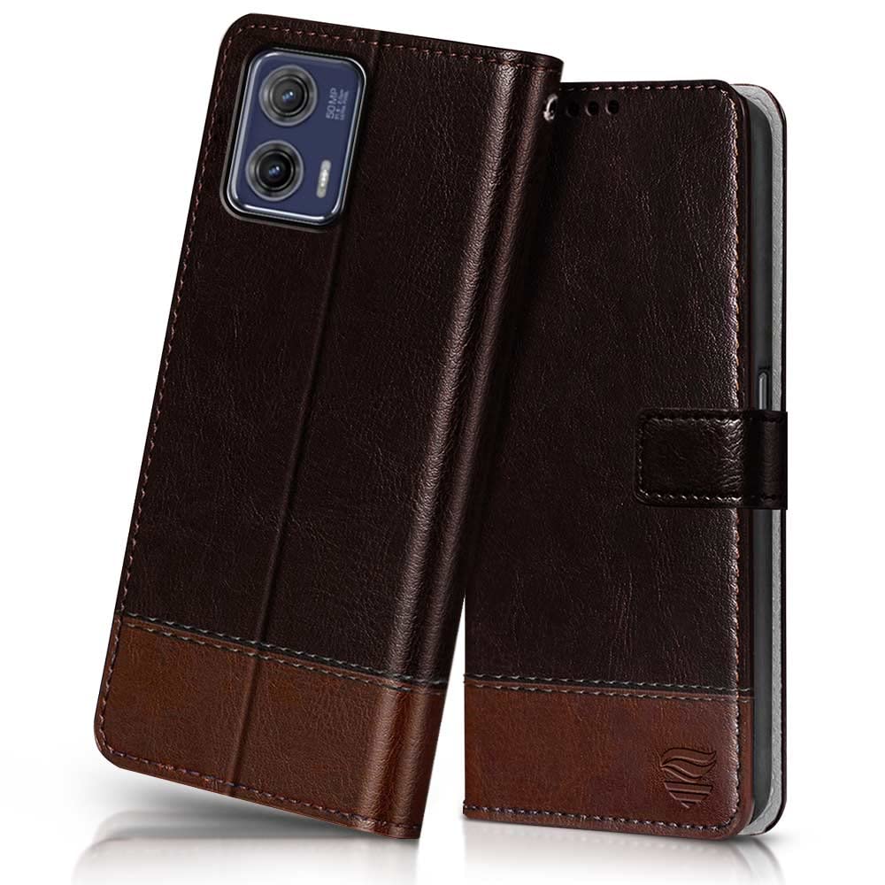 FLIPPED Vegan Leather Flip Case Back Cover for Motorola Moto G73 5G (Flexible, Shock Proof | Hand Stitched Leather Finish | Card Pockets Wallet & Stand | Coffee with Brown) (B0C2J56CN7) Amazon Price History, Amazon Price Tracker
