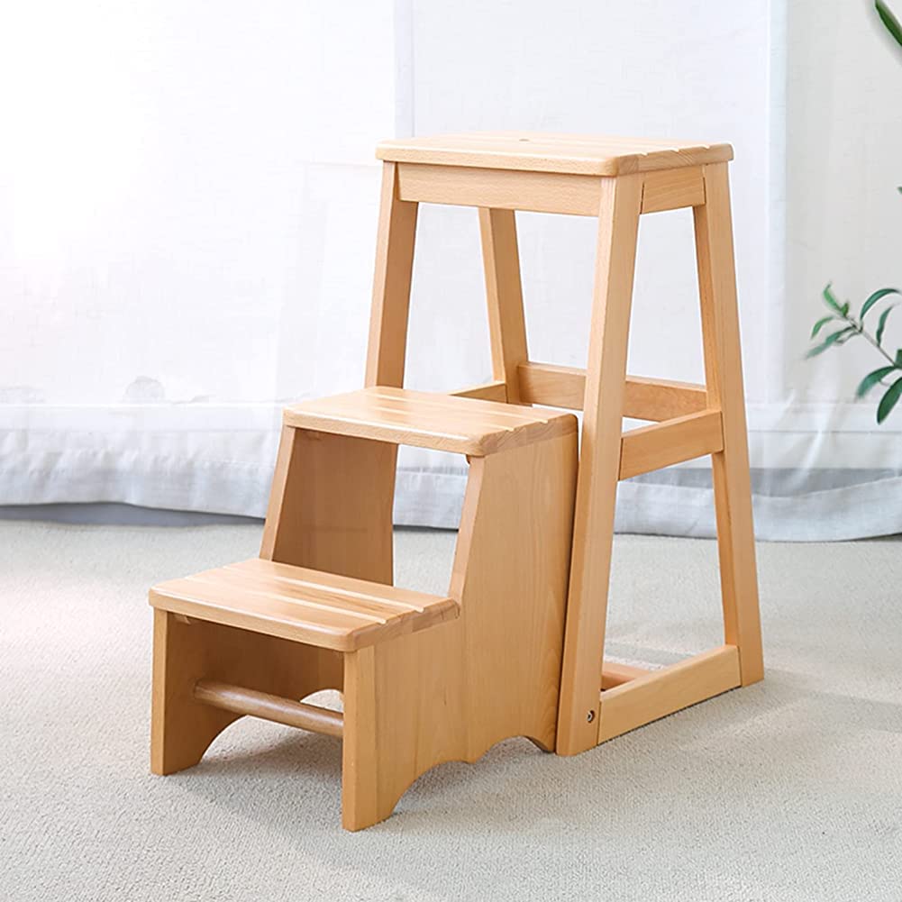 Repose-pieds escabeau pliant bois 3 niveaux étagère fleurs marchepied adulte