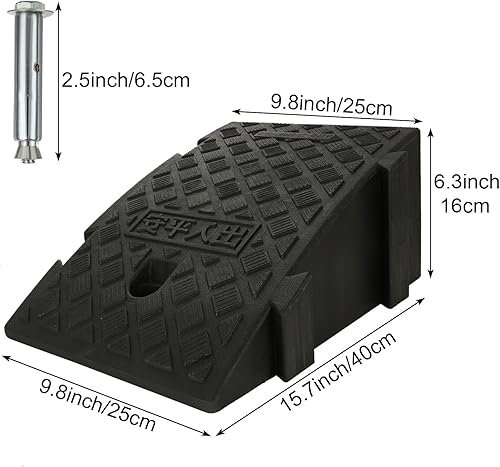 Miniatura 2 de LOEQIAN Rampa de plástico para bordillos de 6.3 pulgadas de altura de altura, rampa de umbral para carretillas elevadoras, camiones, autobuses,