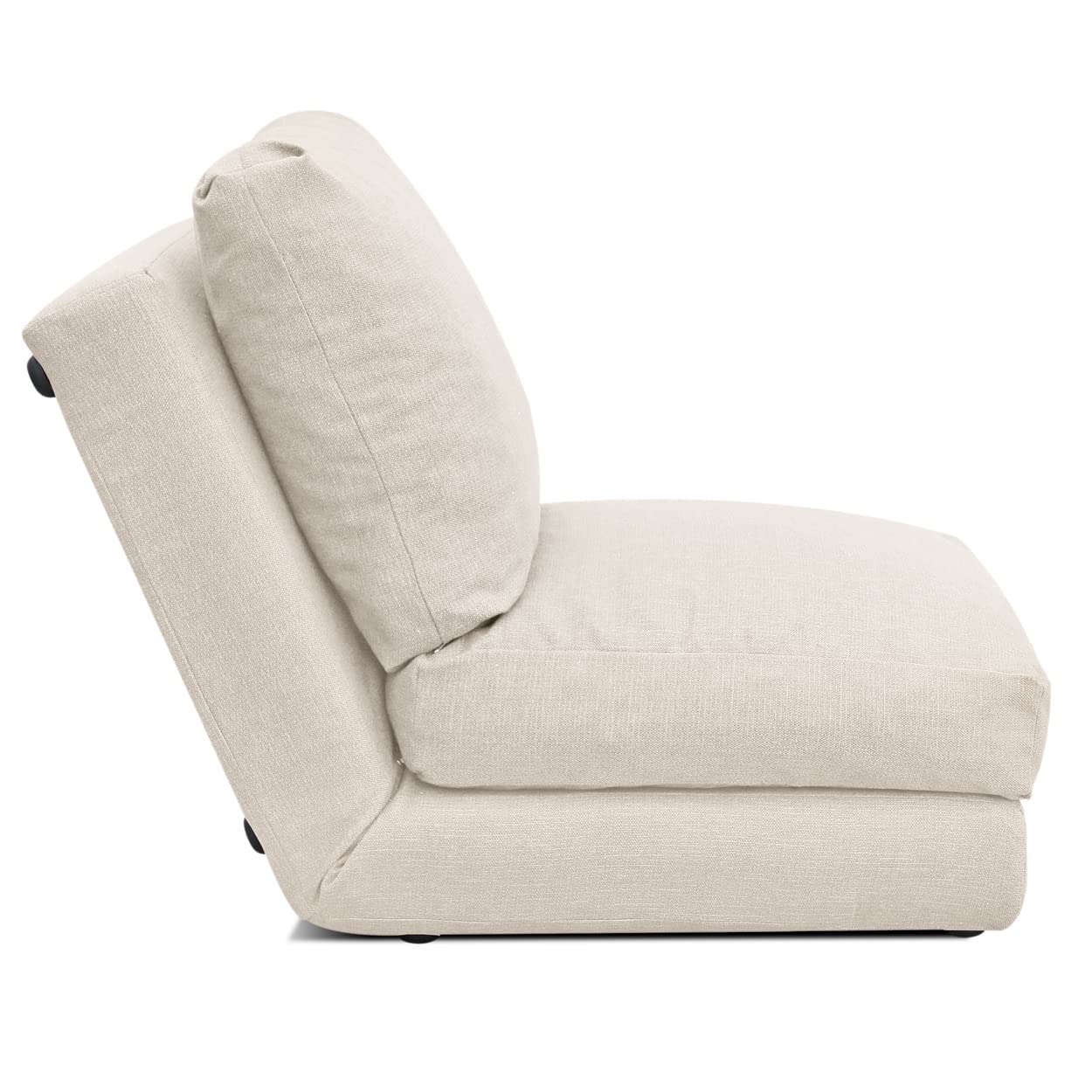 EVERGREENWEB - Piccolo Divano Letto Salvaspazio, Poltrona con Schienale Pieghevole 5 Livelli, Tessuto Sfoderabile Beige, Comodo Pouf Letto 2in1 Trasformabile in Materasso Singolo, Cuscino Rimuovibile