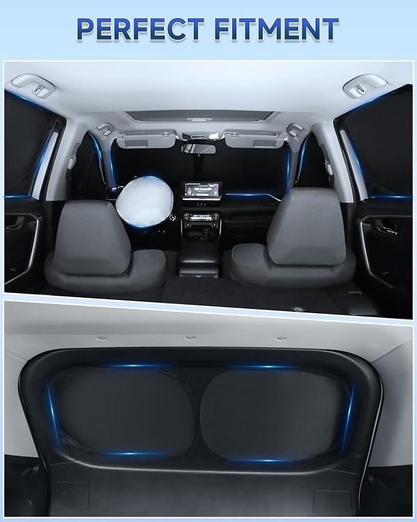 6PCS Window Shades for Corolla Cross(2020-2025) Accessories – Full Coverage Sun Shade for Side Windows, Rear Triangular & Windshield – UV Protection & Privacy for Camping, Napping, Relaxing by RSACET - Used condition - Image 3