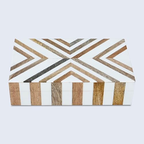 Miniatura 10 de Handicrafts Home Colección Triangle Art - Caja decorativa para almacenamiento, organizador multiusos para regalo, blanco y negro, 8 x 5 x 2 pulgadas