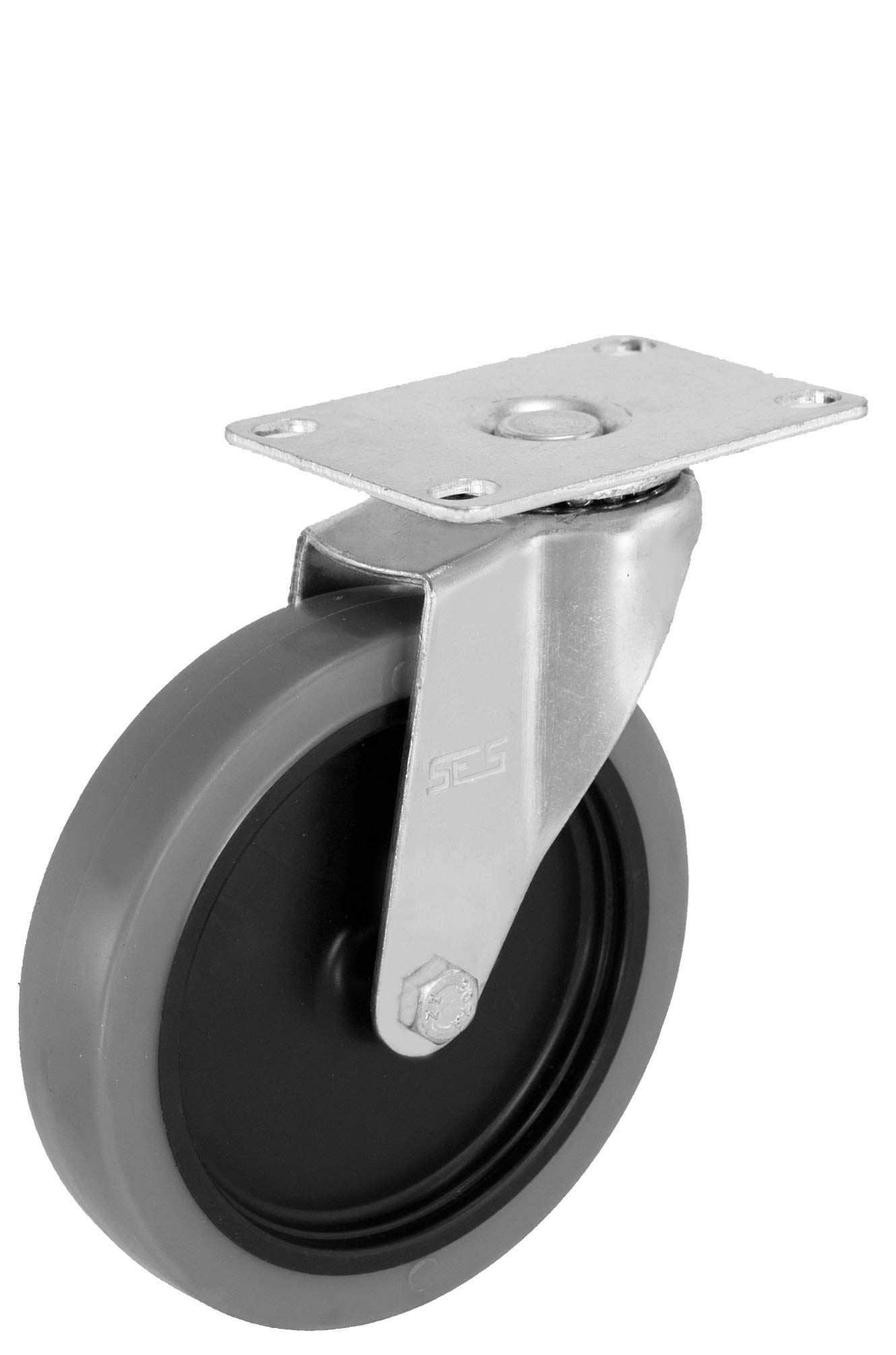 5" Caster Replacement for Rubbermaid Part 4501-L2: Swivel with Thermoplastic Rubber Wheel and 2-3/8x3-5/8 Mounting Plate