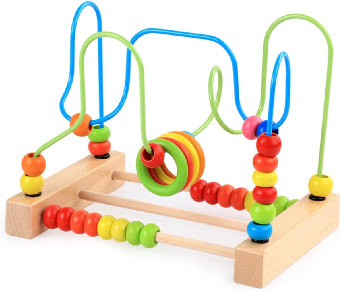 BESPORTBLE Wooden Fruit Pattern Beads Maze for Years Early Education Plaything with Round Beads for Hand-Eye Coordination Development and Interactive Learning Random Color