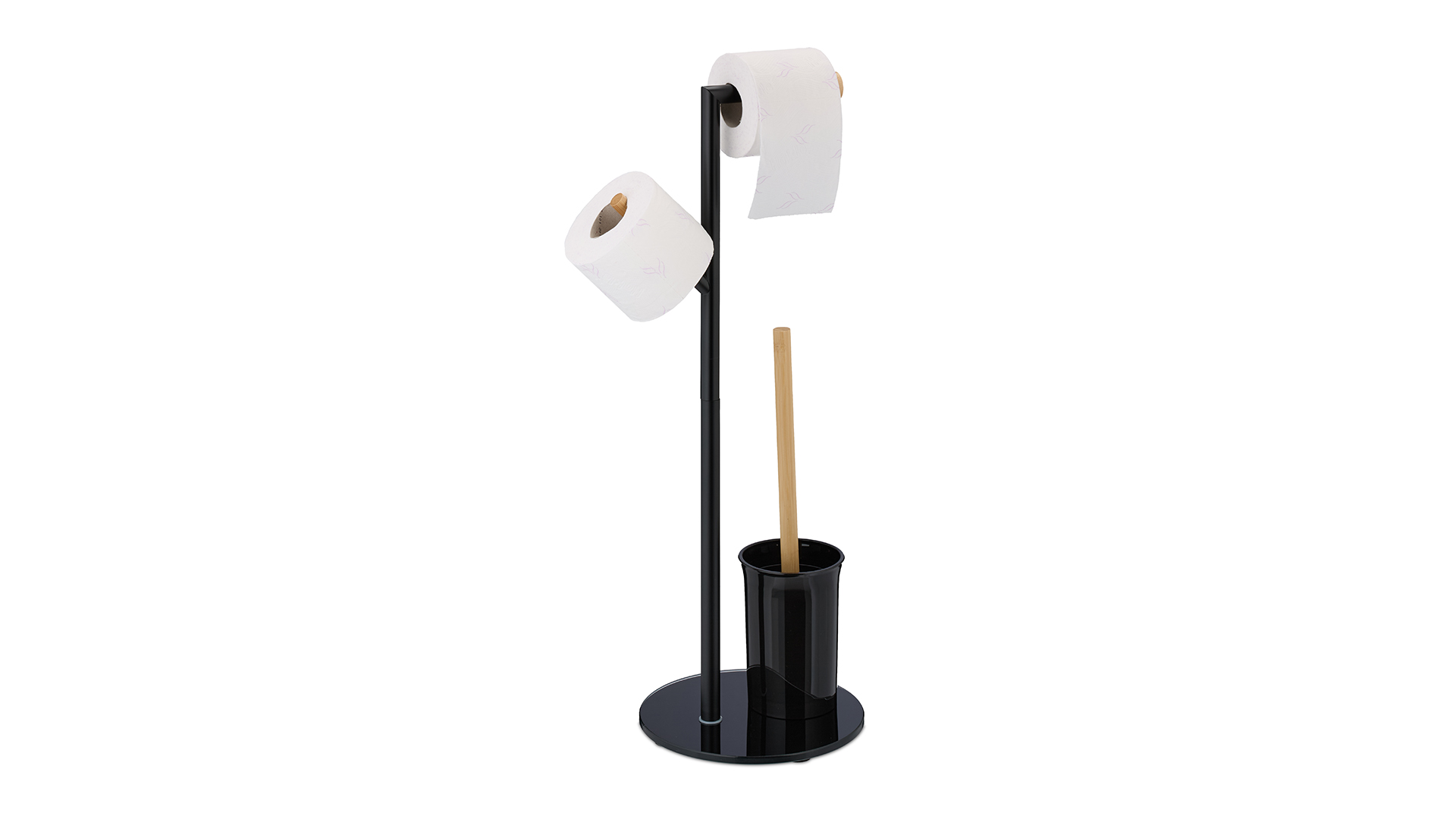 Relaxdays Serviteur WC Non Fixé - Porte-Rouleau + Brosse + Étagère - Argenté Et Noir