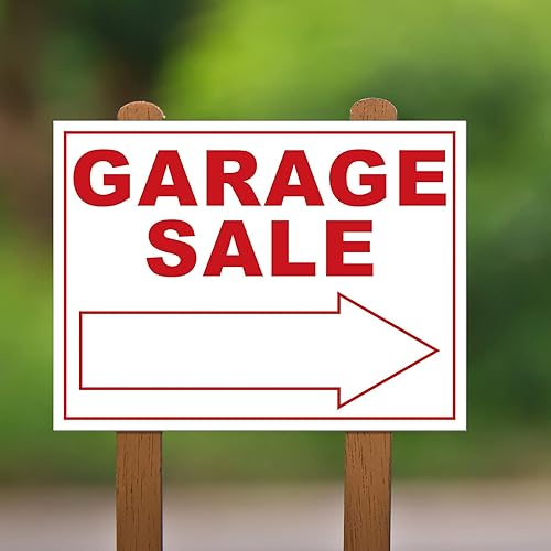 Miniatura 6 de Amyhill Letreros de venta de garaje con estacas de metal, de doble cara, de plástico corrugado de doble cara, con flechas direccionales para eventos