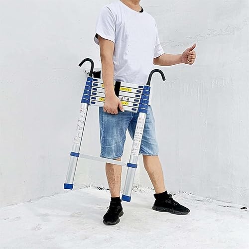 Miniatura 8 de Aluminum Extension Ladder for 8m 7m 6m 5m 4m 3m 2m Roof, Telescoping Ladder with Detachable Hook & Extra Wide Step, Load 150kg (Size  1.5m5ft)