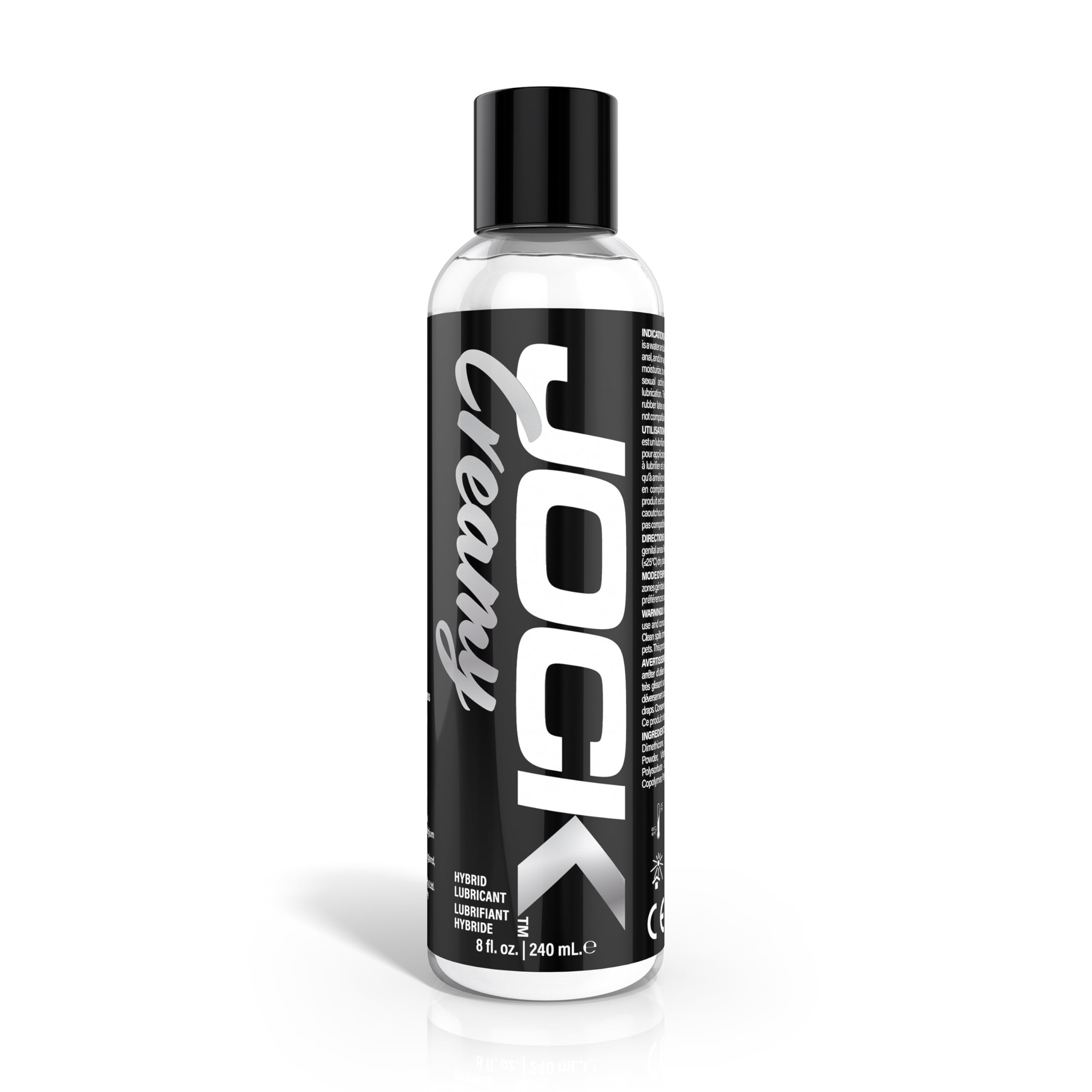 Jock Creamy Hybrid Lubricant 8 Fl Oz – Water and Silicone Based Personal Lubricant, Creamy Glide Formula, Long Lasting Hybrid Lube, Smooth Intimate Gel for Couples