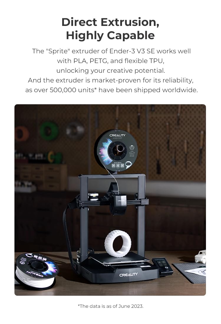 Creality Ender 3 V3 SE Drukarka 3D, prędkość druku 250 mm/s, automatycznie poziomująca się drukarka 3D FDM CR Touch z ekstruderem Sprite Direct, podwójna oś Z, rozmiar wydruku 220x220x250 mm
