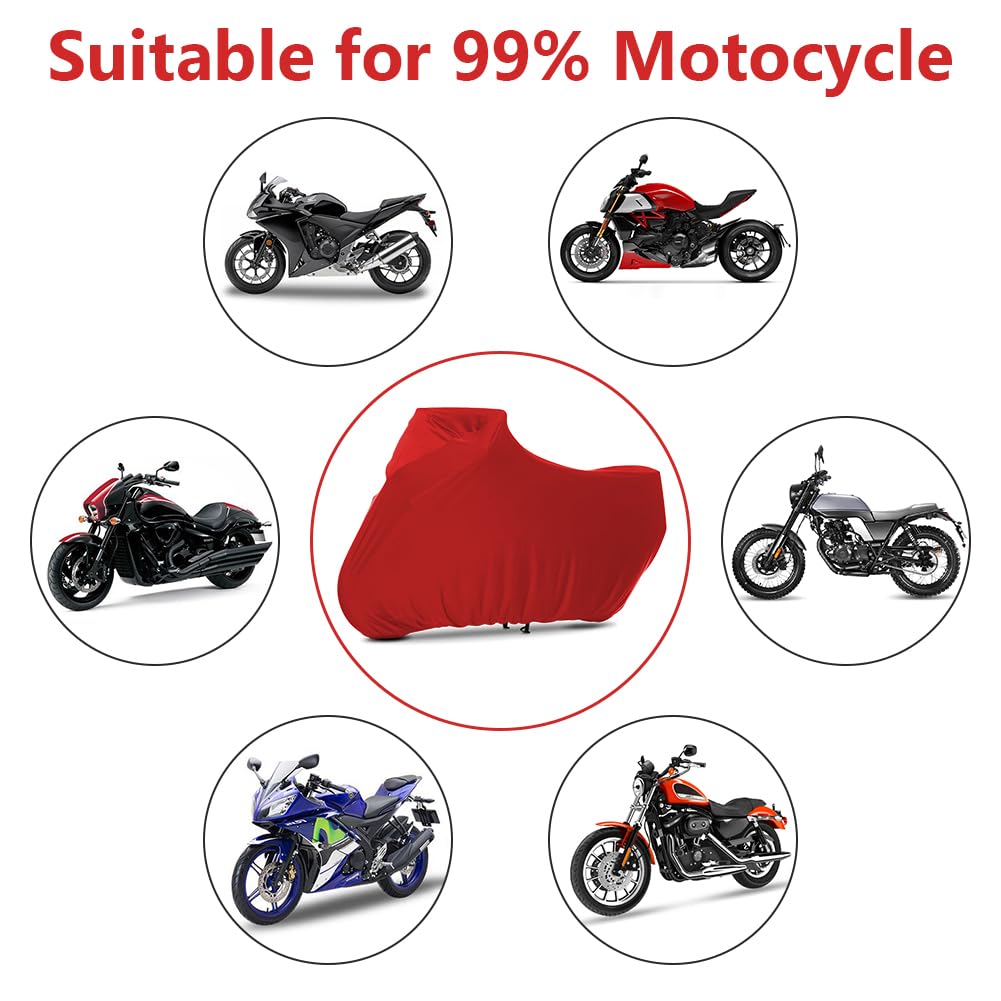 BHIEE Telo Coprimoto Elastico Traspirante per Interni per Scooter Vespa Motorino Motocicletta Motocross, 245 x 104 x 125 cm, Rosso