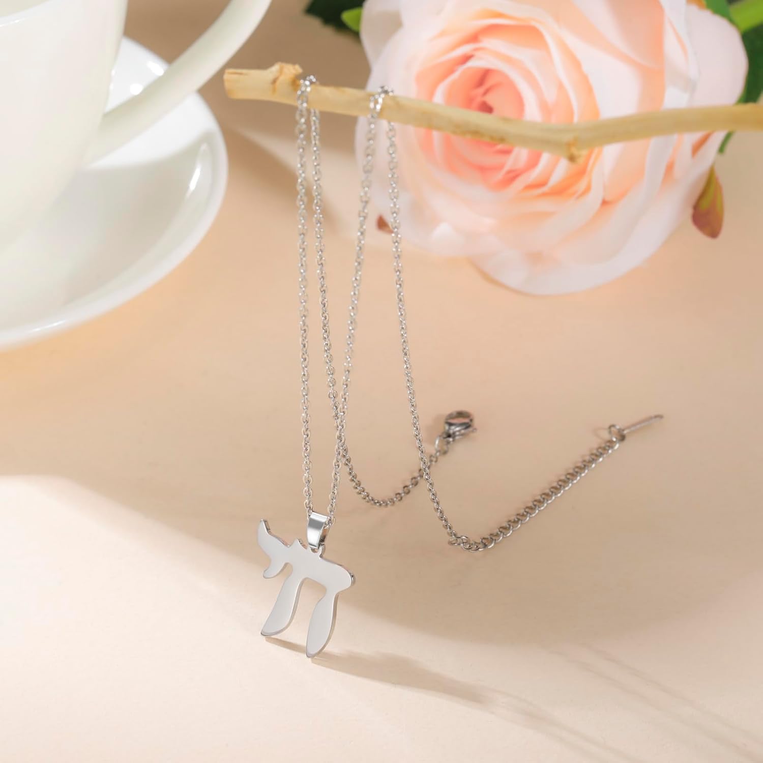 Amaxer Adjustable Jewish Hebrew Chai Symbol Necklace for Bar Bat Mitzvah Stainless Steel Judaism Religious Jewelry - Image 4