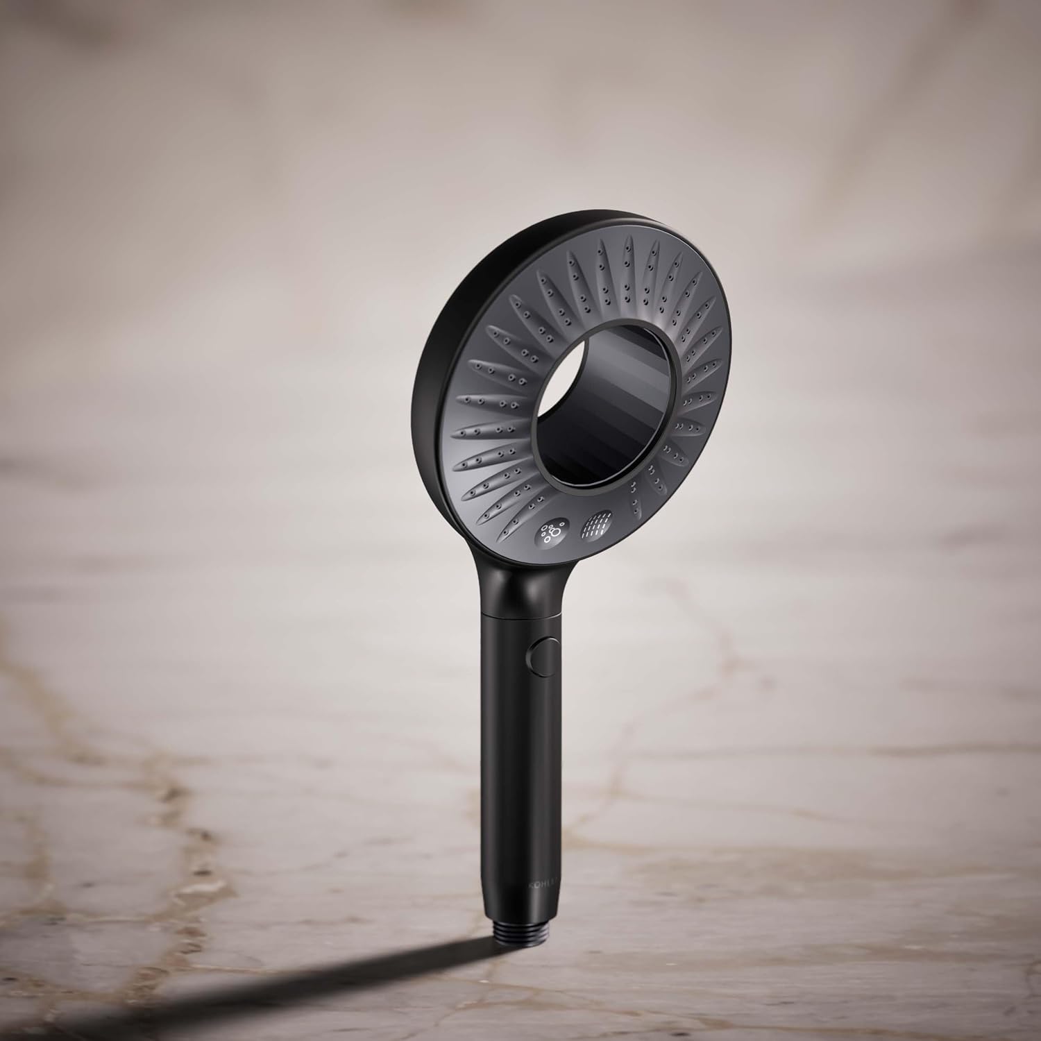 KOHLER K-28681-G-BL SpaViva Two-Function Handheld Showerhead, Round High Pressure Shower Head, Compatible with SpaViva Cleansing Device, 1.75 GPM, Matte Black
