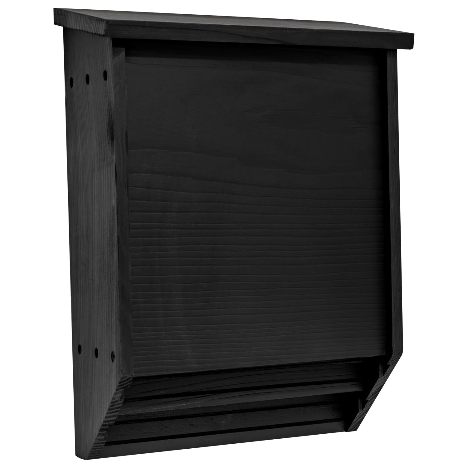 Woodside Wooden 2 Chamber Bat House – Weather-Resistant Timber Roosting & Nesting Box for 75 Bats, Easy Mount with Fixings, Grooved Interior, Black
