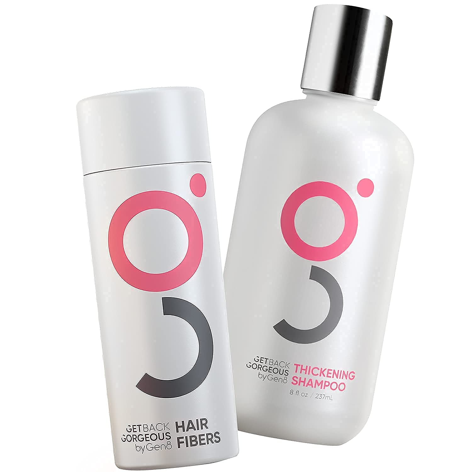 GBG Fuller Finish Bundle: Hair Thickening Shampoo (8oz) - Color-Safe, Nourishing + Women’s Hair Fibers for Thinning Hair (GREY, 25g) - Electrostatically Charged for Instantly Fuller Hair